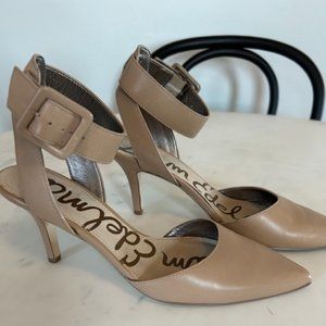 Sam Edelman cream/beige ankle strap kitten heels